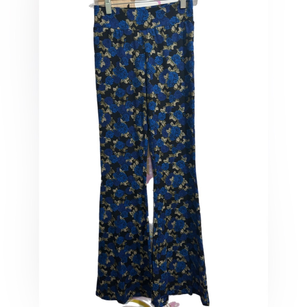 SHEIN Blue and Gold Floral Stretch Pants